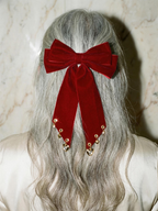 RED DIAMOND HEARTS CHARM HAIR BOW