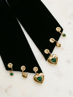 BLACK EMERALD HEARTS CHARM HAIR BOW