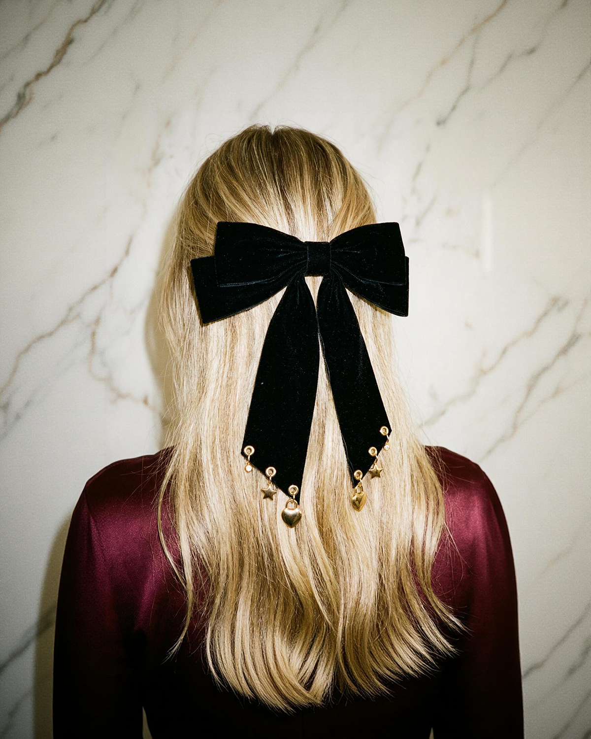 GOLD HEARTS & STARS CHARM HAIR BOW